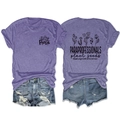 Purple crewneck T-shirt with Para floral print on front and motivational back design - S / Tops / Purple (Black Print)