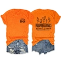 Detail of orange t-shirt with floral print and Paraprofessionals plant seeds text slogan - S / Tops / Orange