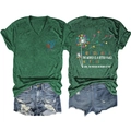 Front and back view of green V-neck T-shirt with 'you matter' heart and dandelion print - Vintage Green