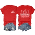 Front and back detail of red cotton T-shirt with white floral paraprofessional prints - S / Tops / Red