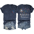 Blue V-neck T-shirt with 'Dear Person Behind Me' slogan and denim shorts set - Navy Blue