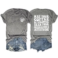 Vista frontale e posteriore di una t-shirt grigia con scritte e pantaloncini denim - Taglia S / Top / Grigio scuro (Stampa bianca)