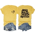 Gelbes Baumwoll-T-Shirt mit Dog Hair Is My Glitter Print und Herz-Grafik - S / Gelb