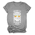Dettaglio della t-shirt grigia vintage con stampa personaggio Willie e testo divertente - S / Grigio Scuro (Lettere Bianche)