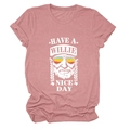 Detail of vintage Willie Nelson portrait print on a dusty pink crew neck cotton t-shirt - S / Rose Gold (White Font)