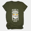 Close-up of olive green T-shirt featuring white Willie Nelson portrait and text print - S / Army Green (White Font)