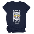 Detail view of navy cotton T-shirt featuring Willie white screen-printed graphic - S / Navy Blue (White Font)