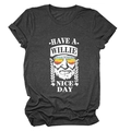 Dark grey Willie Nelson graphic T-shirt with Have a Willie Nice Day print and crew neck - S / Black Marled (White Font)