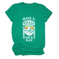 Detail of green heather t-shirt featuring Willie Nelson graphic and Have a Willie Nice Day text - S / Dark Green (White Font)