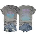 T-shirt gris avec motif MAMA violet vintage et short en jean en vue à plat - S / Hauts / Gris foncé
