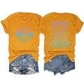 Détail de l'imprimé mama makes it all happen sur un t-shirt en coton jaune moutarde - S / Hauts / Jaune Moutarde