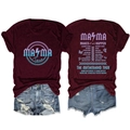Maroon MAMA Tour graphic t-shirt and distressed denim shorts summer outfit set - Burgundy