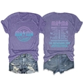 Detail view of the back graphic print on purple heather mama tour short sleeve t-shirt - Purple