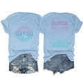 Front and back detail of light blue Mama Tour T-shirt with vintage rock style prints - Light Blue