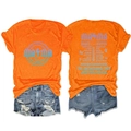 Detail view of orange t-shirt showing Mama print on front and motherhood list on back - Orange