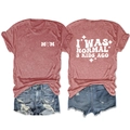 Flat lay of reddish-brown t-shirt showing front chest logo and back humorous quote print - Rose Gold (White Print)