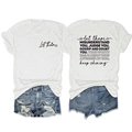 T-shirt décontracté avec texte 'Let them' et short en jean vieilli avec détails frangés - Blanc