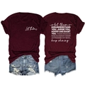 Ensemble t-shirt bordeaux avec lettrage et short en jean vieilli pour femme décontracté - Bordeaux