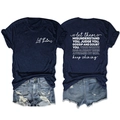 T-shirt gris marine avec citations et short en jean usé, vue à plat de l'ensemble - Bleu Marine