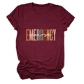 Detail of burgundy heather nurse t-shirt showing the soft cotton texture and graphic print - Wine Red (White Text)