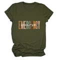 Detail of Emergency Nurse print on olive green cotton crew neck t-shirt with rolled sleeves - Army Green (White Text)