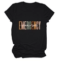 Close-up of Emergency Nurse colorful typography on a black casual short sleeve T-shirt - Black (White Text)