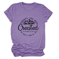 T-shirt violet chiné à manches courtes avec motif montagne et citation Esther 4:14 - Violet (Texte Noir)