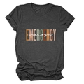 Detail of the high-quality cotton fabric and colorful Emergency Nurse print on the dark grey tee - Heather Charcoal (White Text)