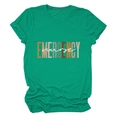 Detail of emerald green t-shirt with Emergency Nurse print on soft cotton fabric - Ink Green (White Text)