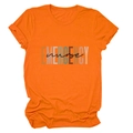 Detail of artistic EMERGENCY nurse lettering print on bright orange cotton t-shirt - Orange (Black Text)