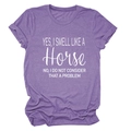 Paars T-shirt met korte mouwen en witte humoristische tekstprint op wit - Paars (Witte Grafiek)