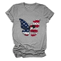 Detail of grey t-shirt showing creative butterfly print with US flag and floral patterns - S / Dark Gray