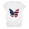 Detail of the butterfly print on white T-shirt featuring USA flag and floral patterns - White