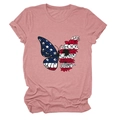 Short sleeve T-shirt in dusty pink featuring butterfly print with flag and floral details - Rose Gold