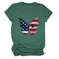 Detail of dark green t-shirt featuring artistic butterfly print with American flag motifs - Vintage Green