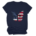 Detail of floral butterfly and American flag print on a navy blue short sleeve t-shirt - Navy Blue