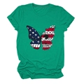 Detail of teal t-shirt featuring butterfly print with American flag stars and stripes pattern - Dark Green