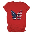 Detailed view of American flag butterfly and floral print on red cotton T-shirt - Red