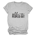 Detail of the knit texture and heart graphic on a gray crew neck short sleeve t-shirt - Light Grey (Black Font)