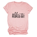 Detail of pink cotton T-shirt featuring all PEOPLED OUT text and hand-drawn heart graphic - Pink (Black Text)
