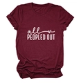 Detail of burgundy crew neck t-shirt with all peopled out white printed slogan - Wine Red (White Font)