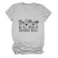 Close-up of gray cotton t-shirt with botanical print and motivational text design - S / Light Grey (Black Letters)