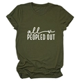 Detail of rolled sleeves and white all peopled out letter print on army green t-shirt - Army Green (White Font)
