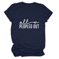 Navy blue cotton T-shirt featuring a white all PEOPLED OUT slogan print and heart icon - Navy Blue (White Font)