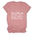 Detail of dusty pink t-shirt with potted plants print and inspirational text - S / Rose Gold (White Letters)