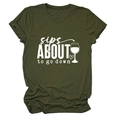 Détail du t-shirt vert armée avec imprimé sips about to go down et revers de manches - S / Vert Militaire