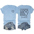 T-shirt bleu avec motif de cœur et message inspirant, vues avant et arrière à plat - Bleu Clair (Graphique Noir)