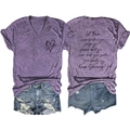 Platliggende set van paars T-shirt met V-hals en hartprint met distressed denim shorts - Paars (Zwarte druk)