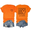 Ensemble t-shirt en coton orange avec imprimé cœur et short en jean bleu à plat - Orange (Graphique Noir)