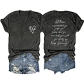 Platliggende set van grijs T-shirt met V-hals en tekst met gescheurde denim shorts - Gemêleerd Grijs (Witte Print)